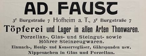Adam Faust Burgstraße 7 - Quelle Führer durch Hofheim 1904